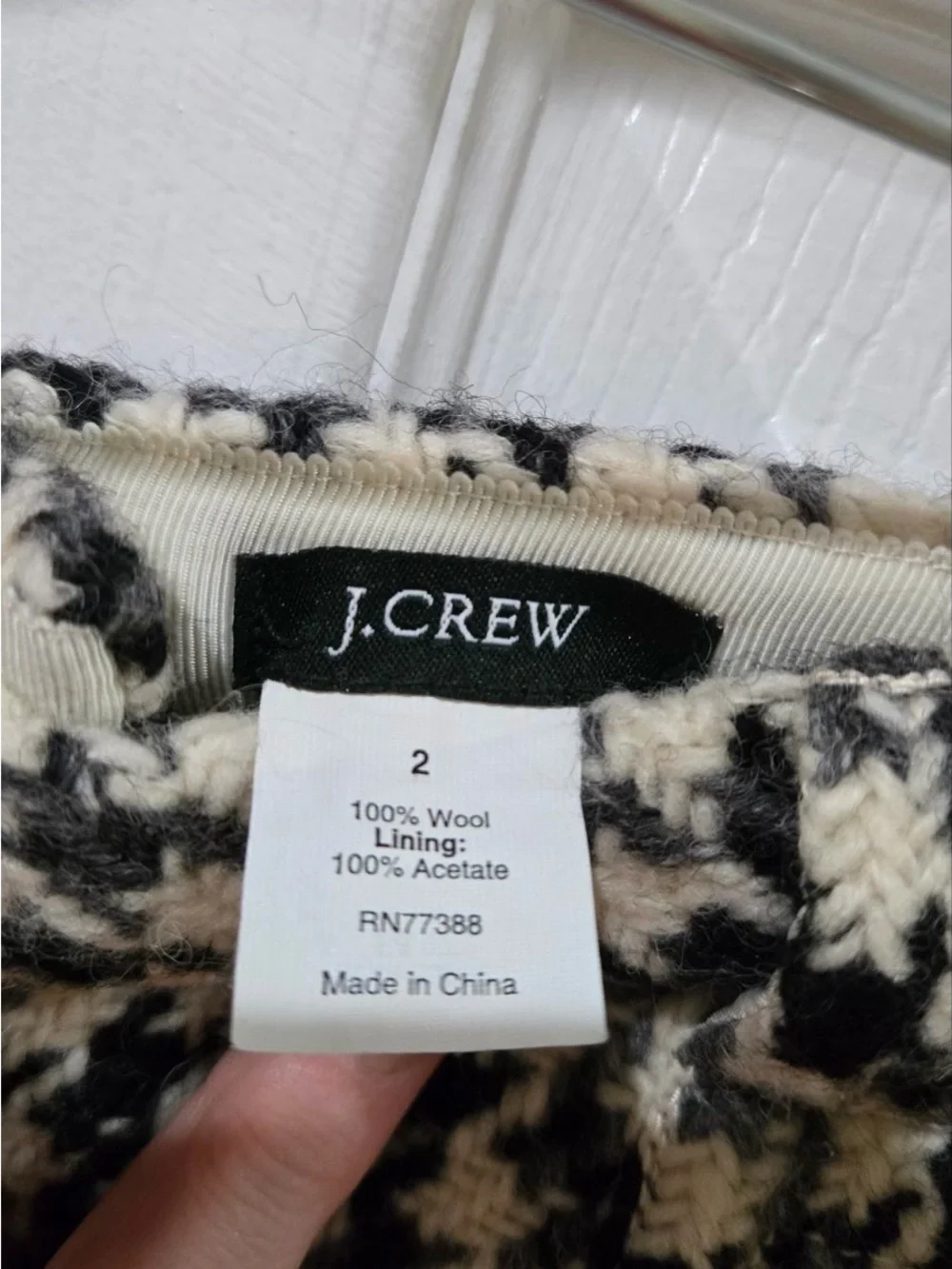 J. Crew Black and White Houndstooth Mini Skirt